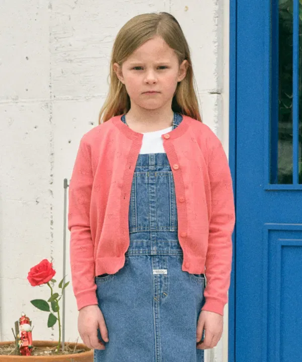 Кардиган вязаный, детский, Marithé Kids, кораллово-розовый