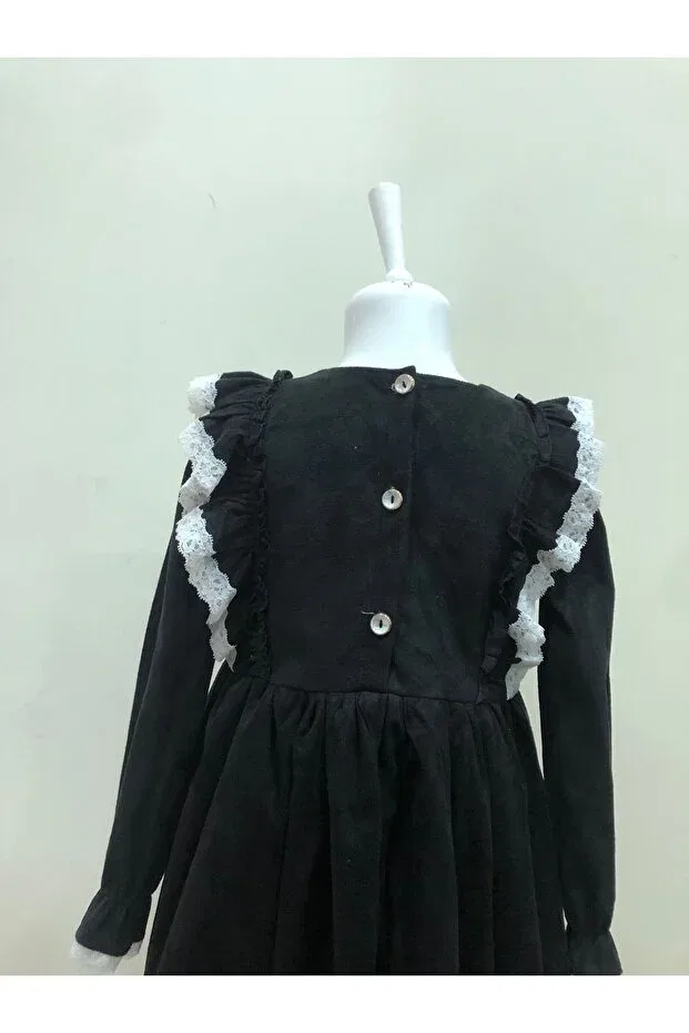 Детское платье для девочек с длинным рукавом Öfi Kids, Black — фото 3