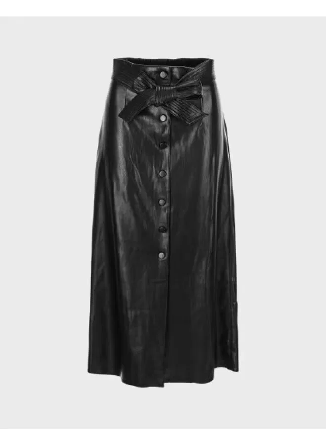 Юбка-миди с завышенной талией и разрезом Zara, черный