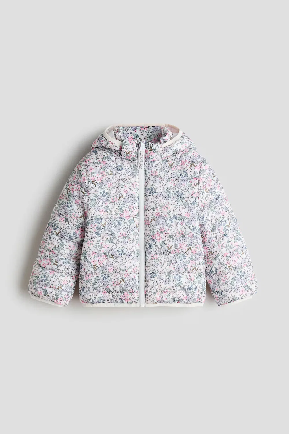 Водоотталкивающая стеганая куртка H&M, Weiß/Geblümt