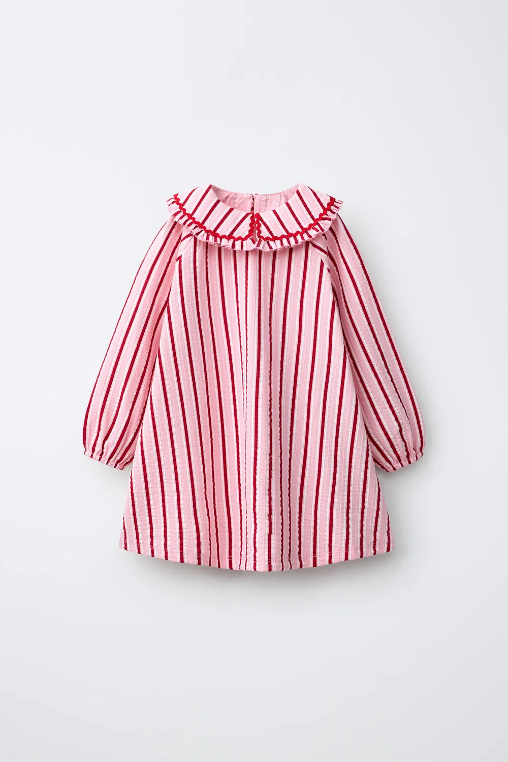 Полосатое платье с воротником в стиле питера пэна ZARA, Mid-pink