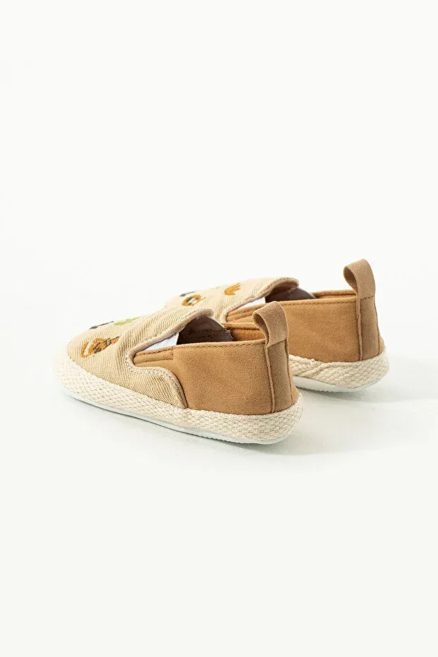 Детские ботиночки для мальчиков с вышивкой Elastic baby boy booties Yummy Kids, Brown — фото 3