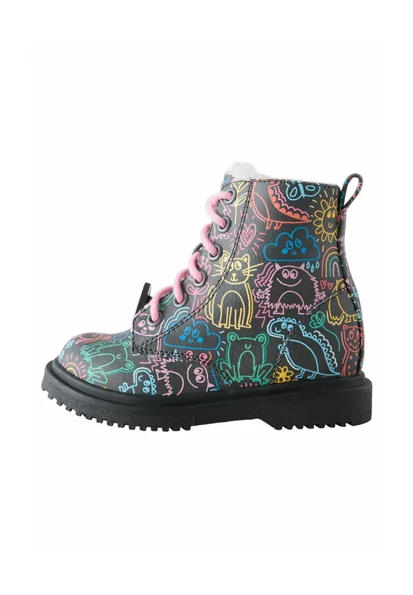 Ботинки на молнии с принтом Wide fit - lace-up ankle boots Next Multi, мультиколор