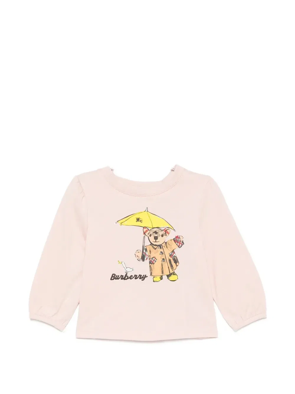 Футболка с длинным рукавом и принтом медведя Burberry Kids, розовый
