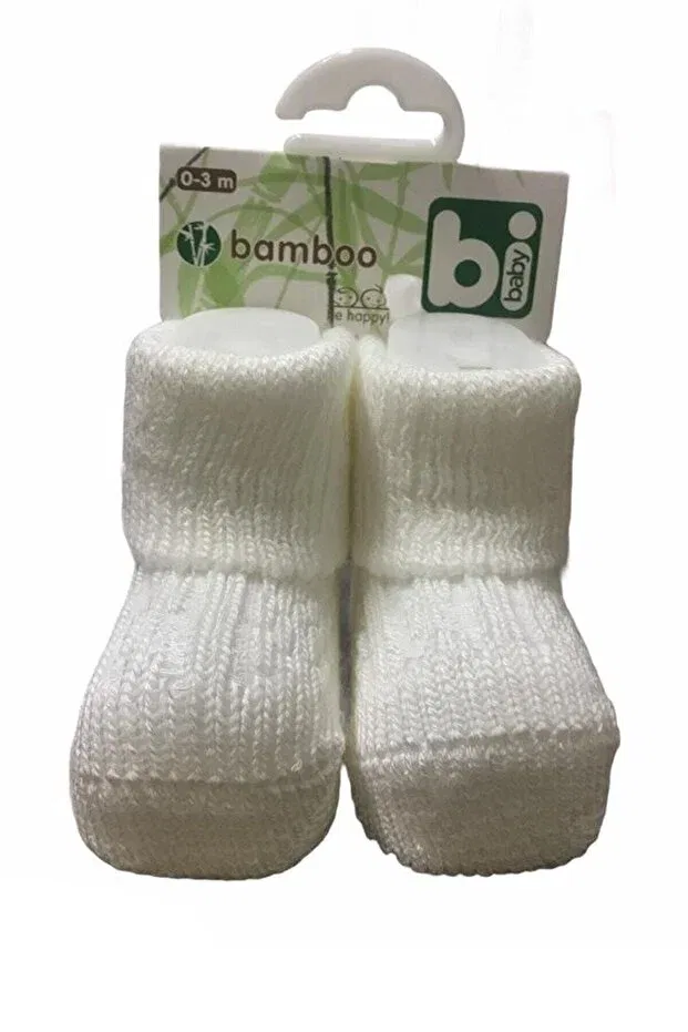 Детские носки для девочек хлопковые Bamboo jacquard baby girl soft socks Bibaby, Ecru