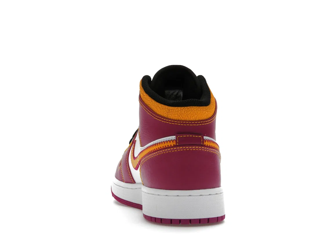 Детские кроссовки с принтом Jordan 1 Mid Jordan, White/Fuchsia-Orange-Black — фото 4