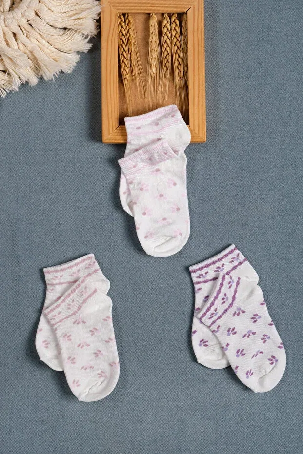 Детские носки-пинетки для девочек хлопковые 3 шт Cocole Socks, Multicolor — фото 2