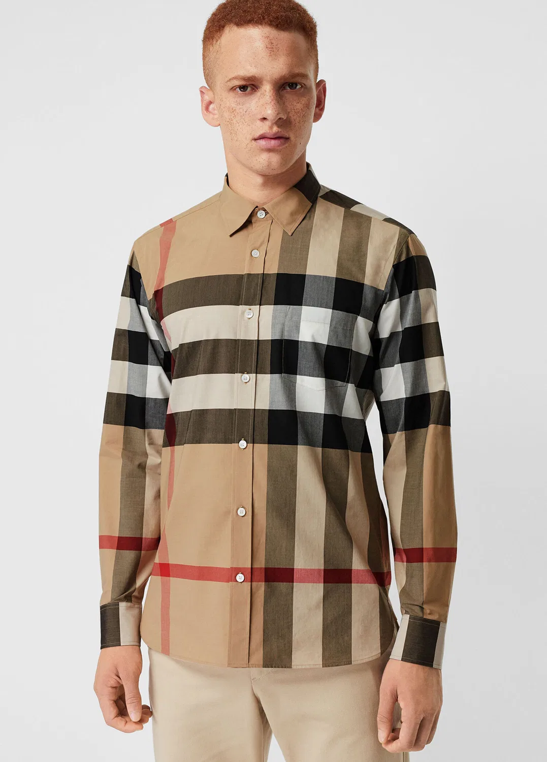 Рубашка Burberry Windsor Stretch Cotton, мужская, бежевая — фото 4