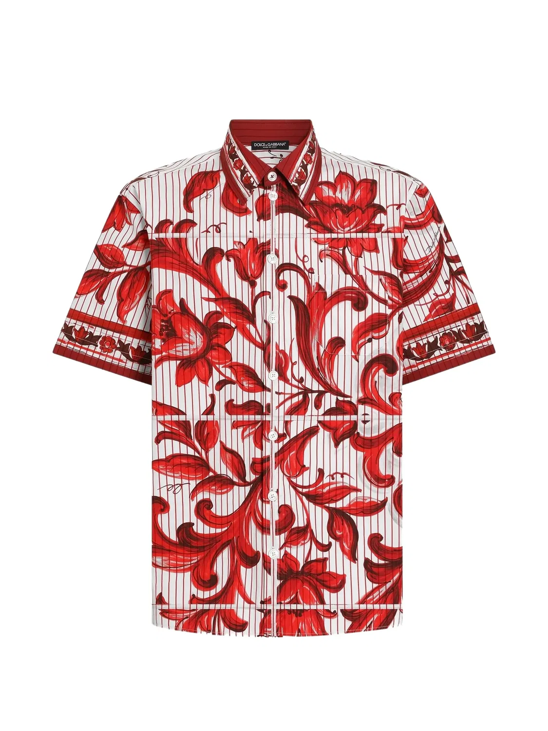 Рубашка гавайская поплиновая красная Dolce & Gabbana, красный