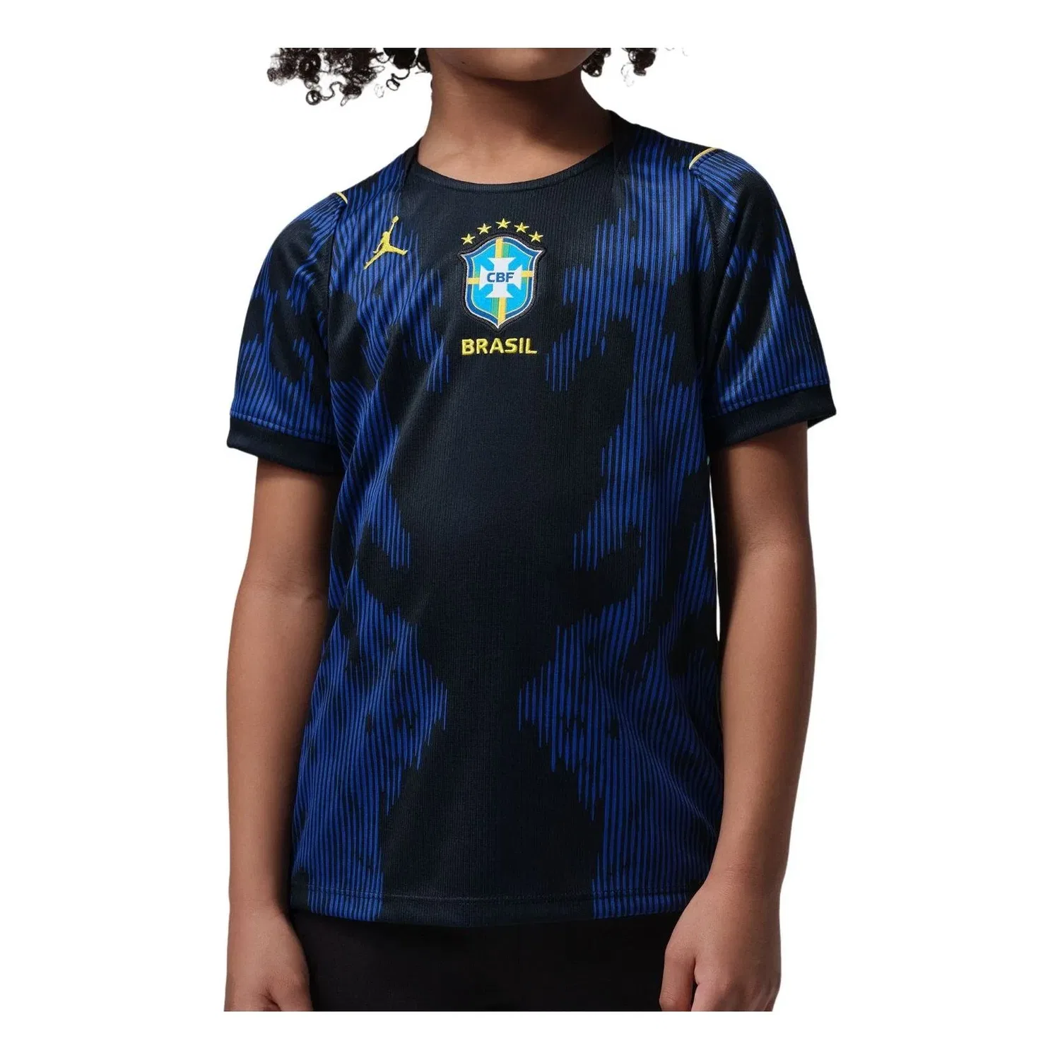 Детская футболка Jordan Brazil 2026 Stadium Away Dri-FIT Soccer Replica Jersey, темно-синий