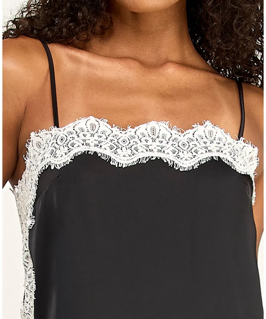 Платье-комбинация без рукавов с прямым вырезом, модель Slip Dress SENI & CADE, Black/Ivory — фото 4