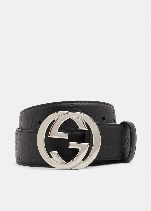 

Ремень GUCCI GG Signature leather belt, черный