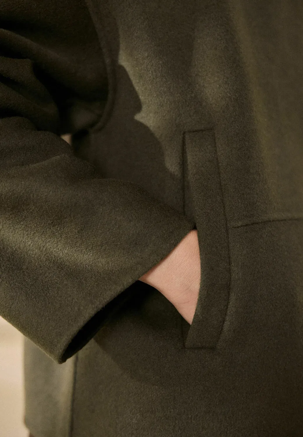 N.Premium короткое пальто с воротником-стойкой, сшитое вручную - летняя куртка Next, Olive Green — фото 3