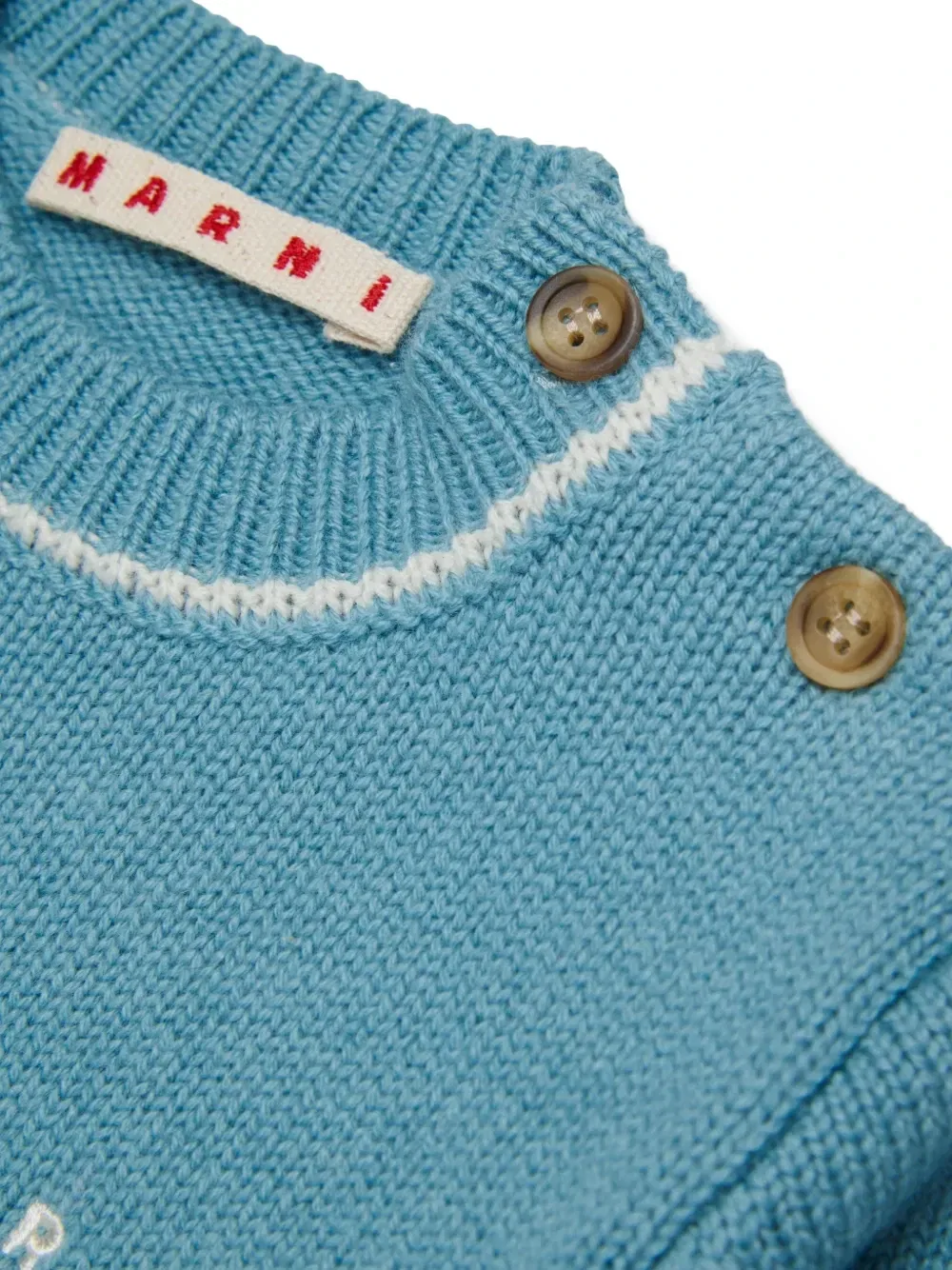 Свитер с вышитым логотипом и пуговицами Marni Kids, синий — фото 4