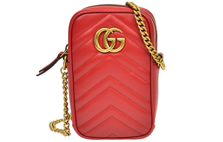 

GUCCI Сумка через плечо мини GG Marmont из телячьей кожи красная