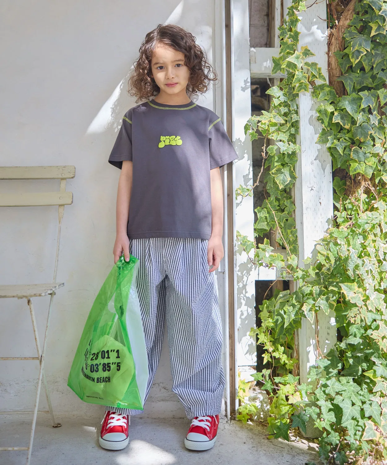 Детские широкие штаны с принтом в полоску Ball Pant Piet, Sax Blue — фото 2