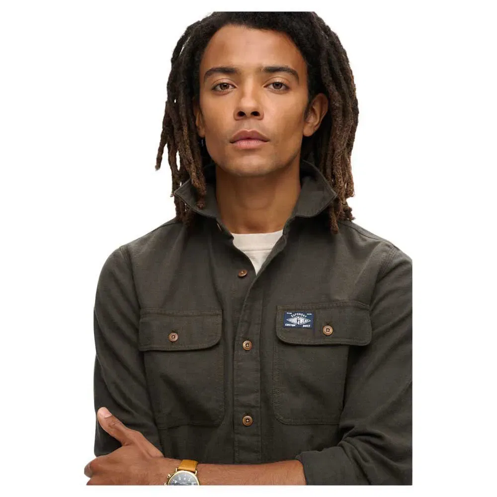 Рубашка Flannel Workwear Superdry, серый — фото 3