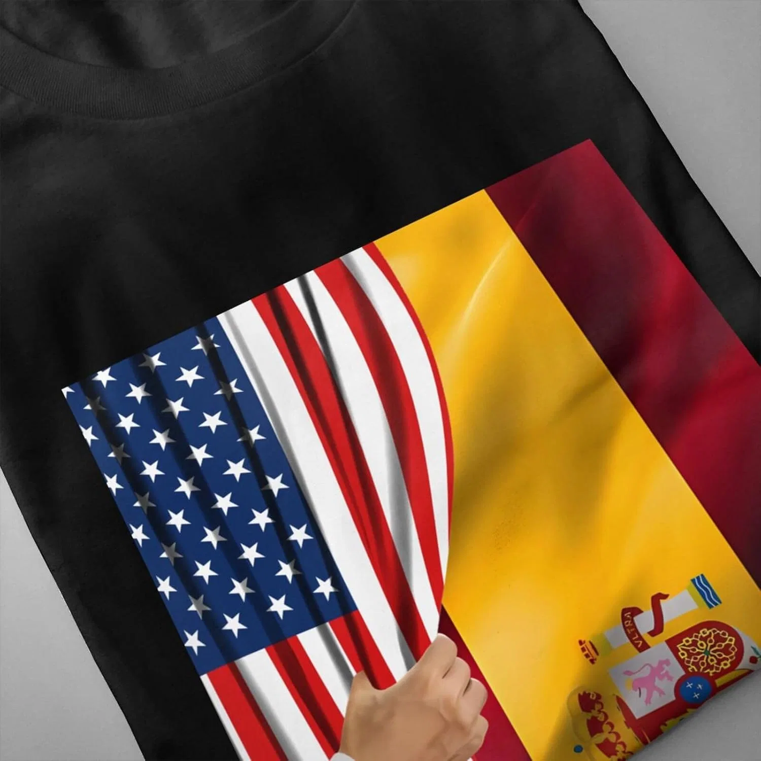 Мужская футболка с флагами Америки и Испании Regular Fit, Black — фото 4