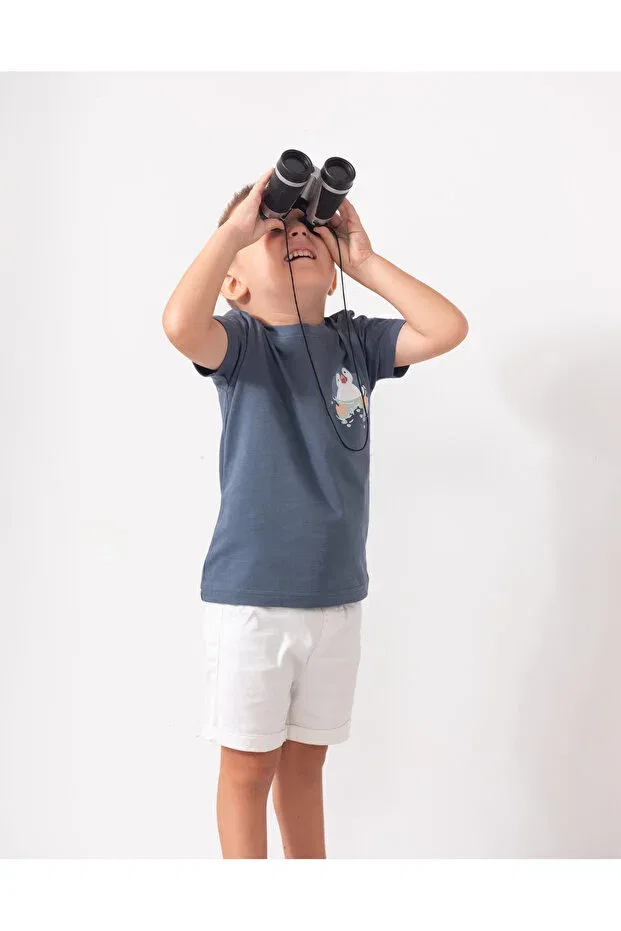 Детская хлопковое футболка с принтом Molica Baby, Navy Blue