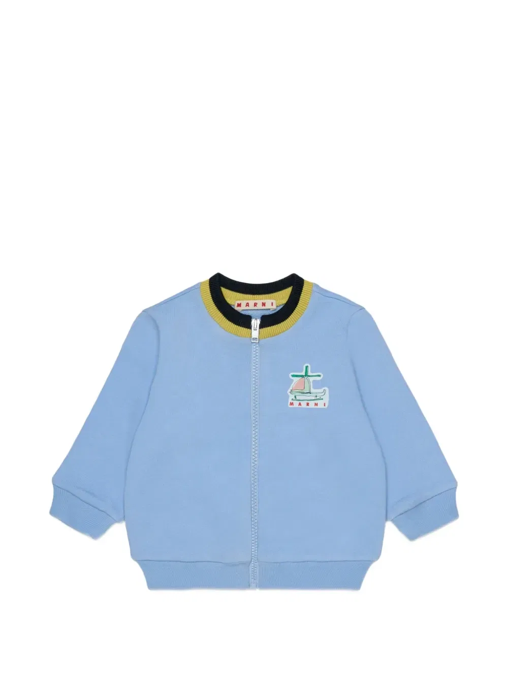 Худи на молнии с нашивкой-логотипом Marni Kids, синий