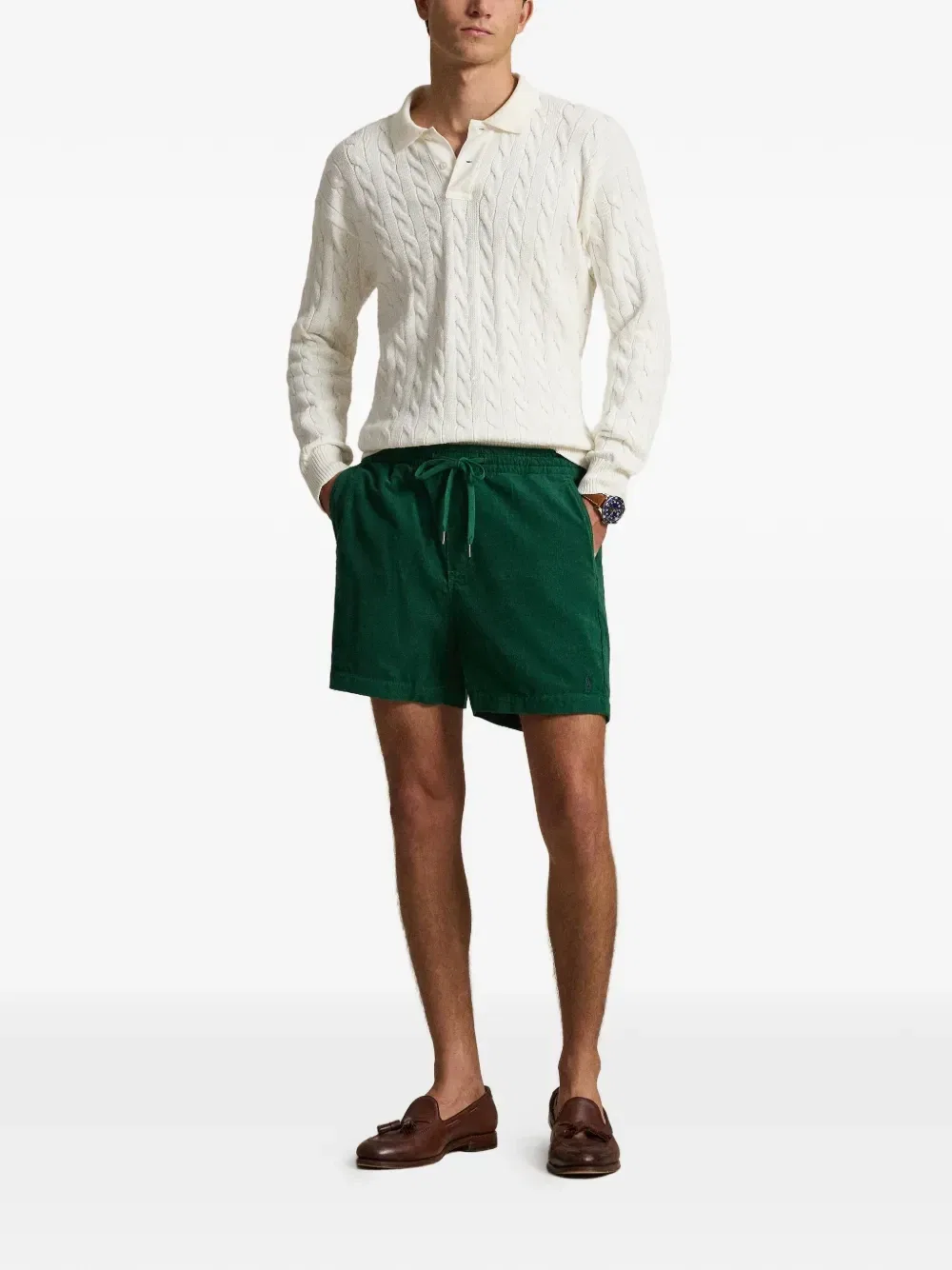 Вельветовые шорты с кулиской POLO RALPH LAUREN, зеленый — фото 2