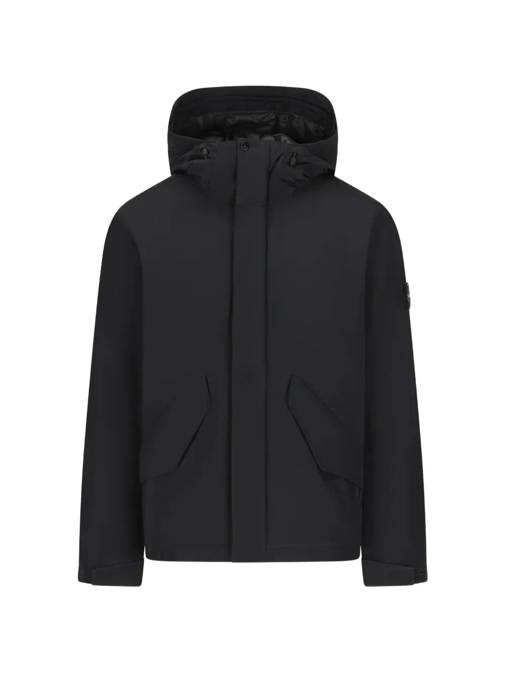 Куртка с капюшоном из микрорепса Stone Island, черный