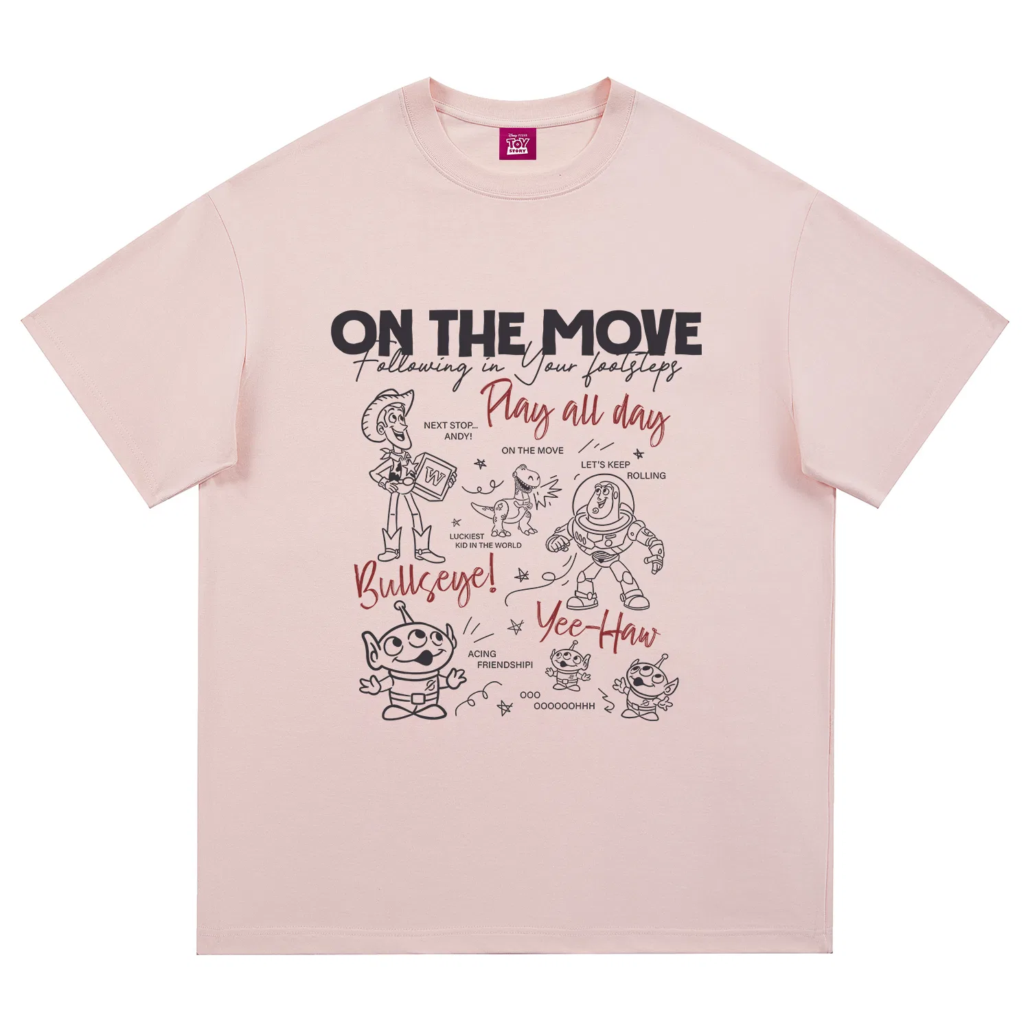 Детская футболка хлопковая Disney Unisex Crew Neck Thin Straight Fit, Pink