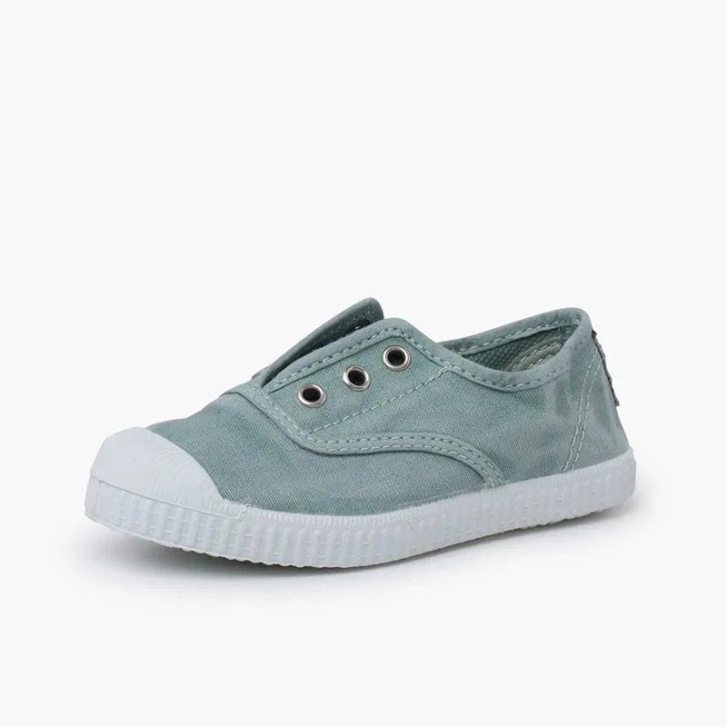 Детские кеды без шнурков с эффектом потертости Pisamonas, Sage Green — фото 2