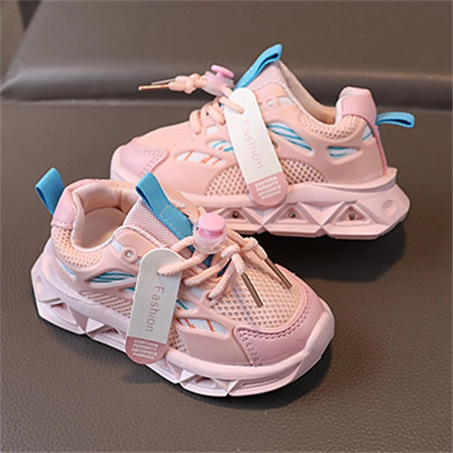 Детские кроссовки для мальчиков с сеткой, без шнуровки, легкие, дышащие, Pink — фото 4