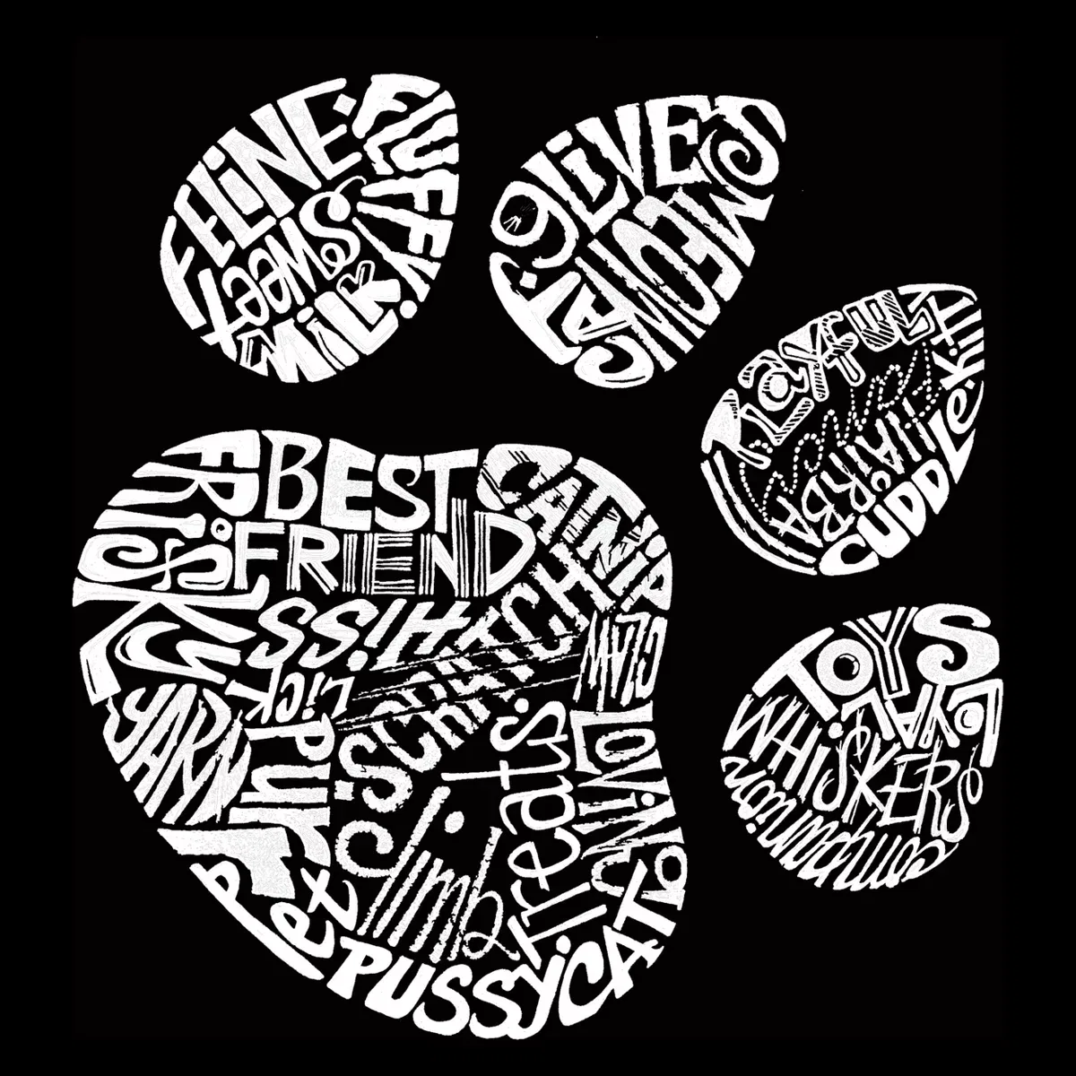 Детское худи для девочек с принтом Cat Paw LA Pop Art, Black — фото 2