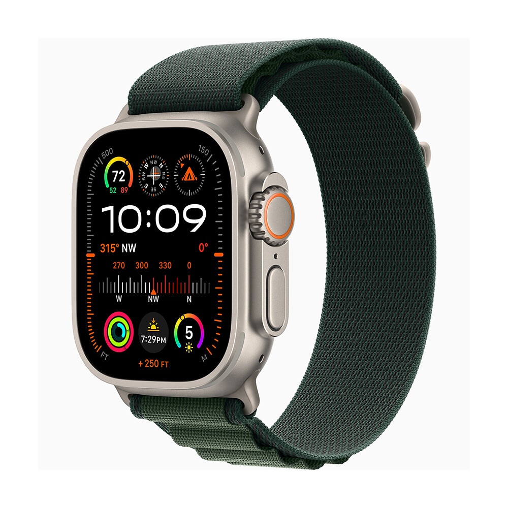 

Умные часы Apple Watch Ultra 2, 49 мм, GPS+Cellular, Natural Titanium Case/Dark Green Alpine Loop, L, Зеленый, Умные часы Apple Watch Ultra 2, 49 мм, GPS+Cellular, Natural Titanium Case/Dark Green Alpine Loop, L