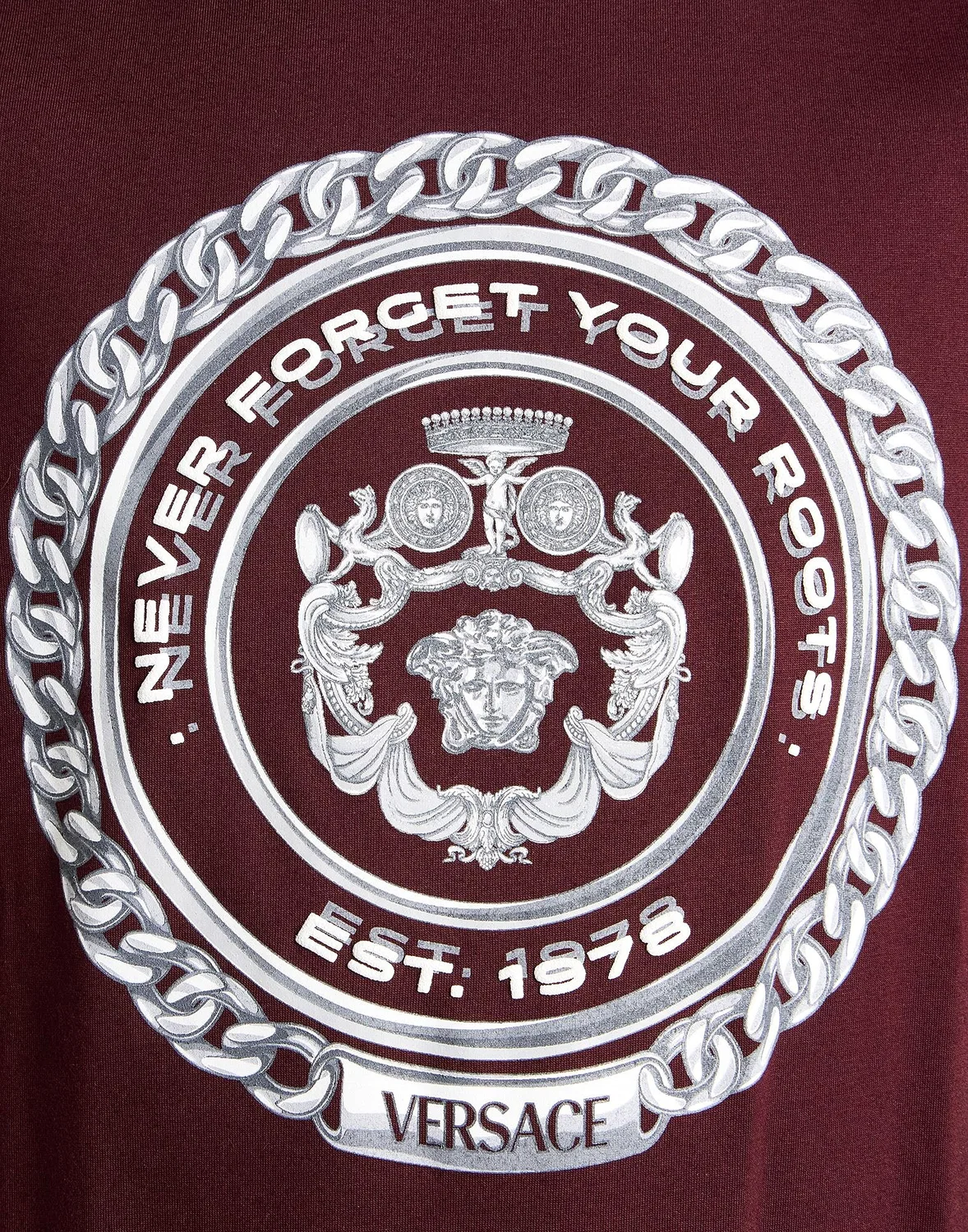 Мужская футболка с принтом Versace, бордовый — фото 4