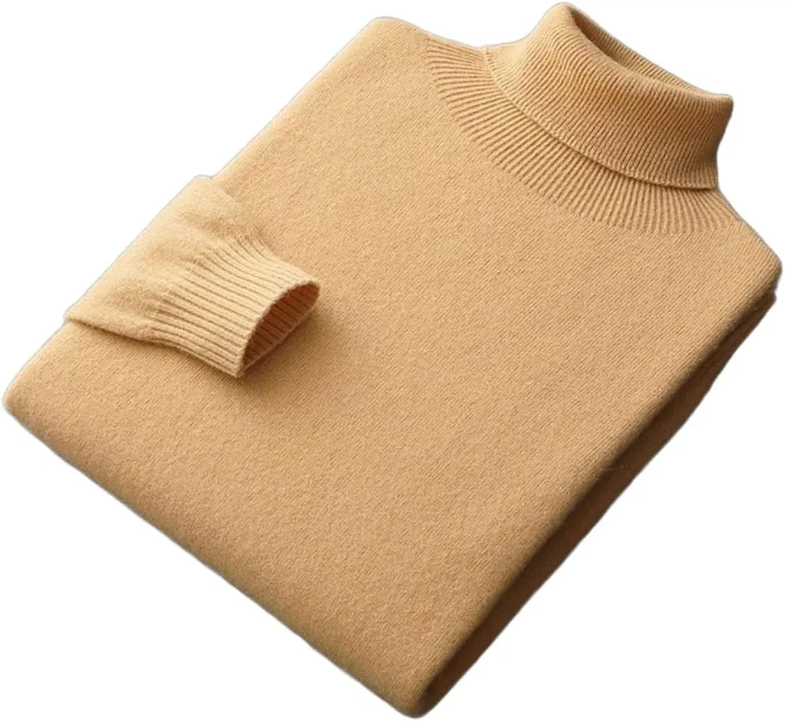 Мужской свитер с высоким воротом, модель Fleece Knit, жёлтый/кэмел