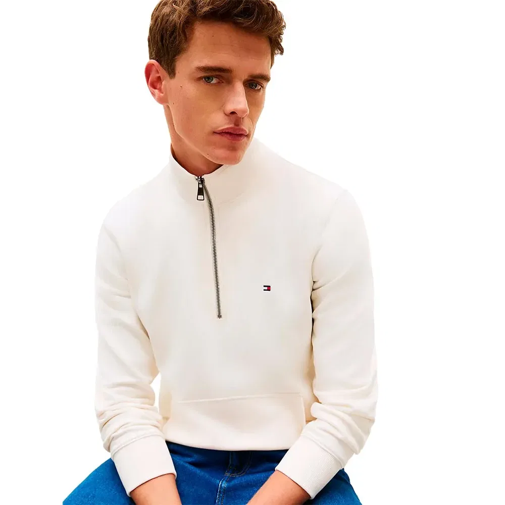 Свитшот половинная молния Tommy Hilfiger, белый — фото 4