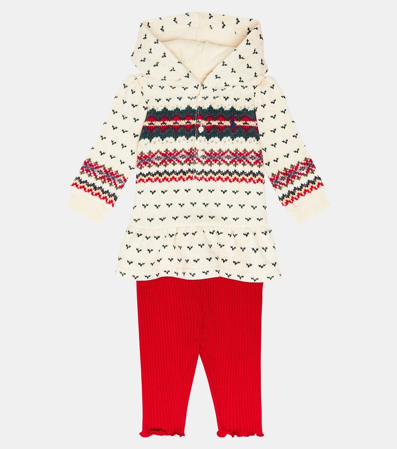Комплект из худи и леггинсов из смесового хлопка Polo Ralph Lauren Kids, мультиколор — фото 2