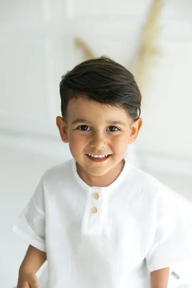 Детская рубашка для мальчиков хлопковая Beyzbaby, White — фото 3