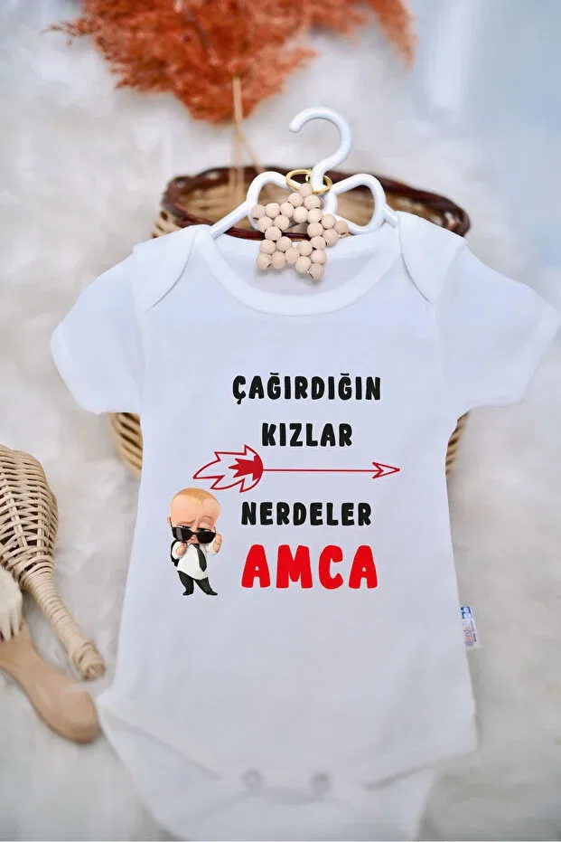 Детское боди для новорожденных с принтом Organic 100% cotton where are the girls you're calling about uncle printed Sparkly Baby, White
