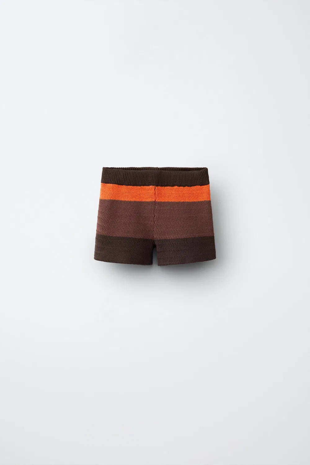 Вязаные крючком шорты-бермуды с контрастной полосой ZARA, Brown