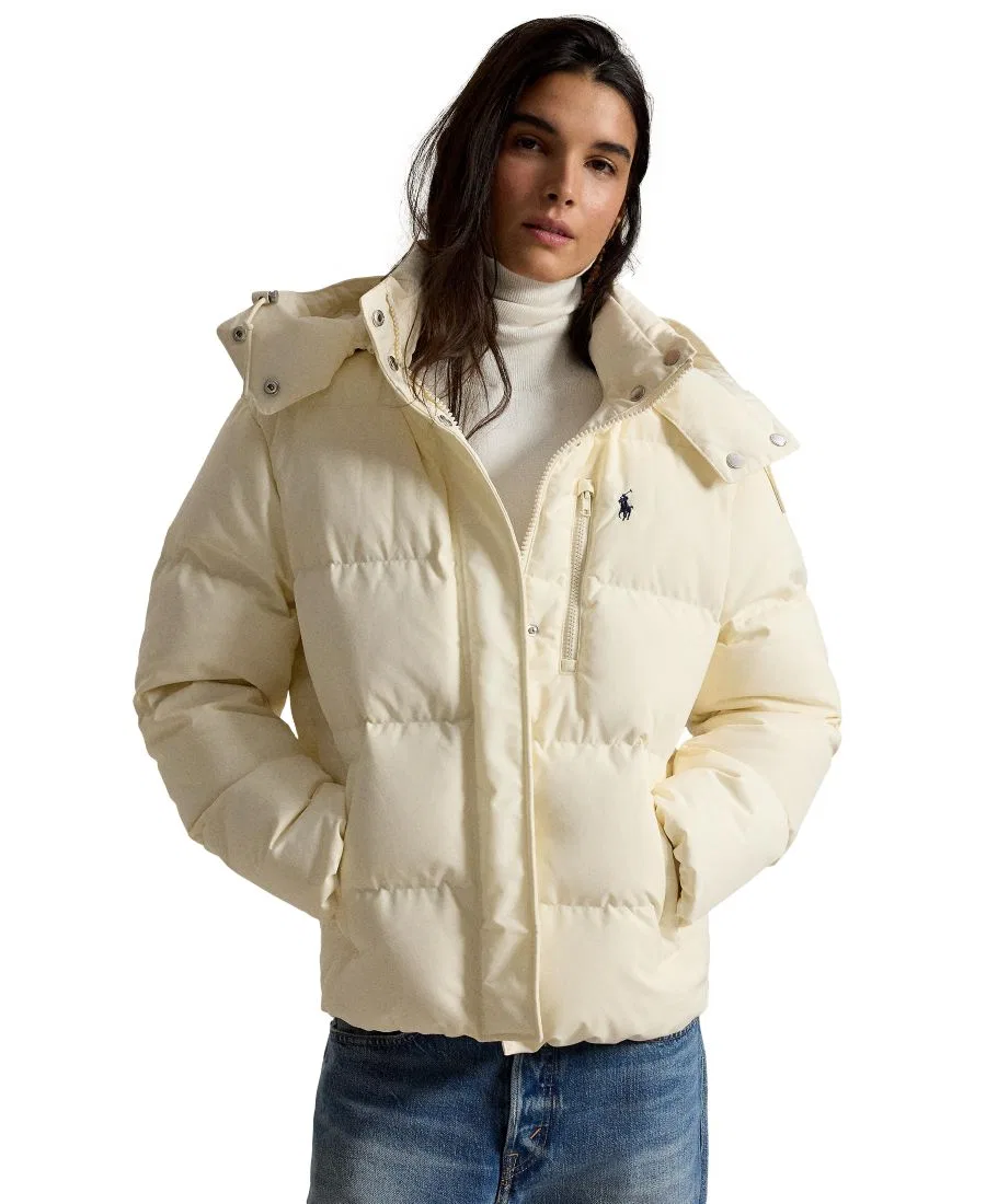 Пуховик с капюшоном Mid-Weight Down Puffer Jacket Polo Ralph Lauren, Estate Cream