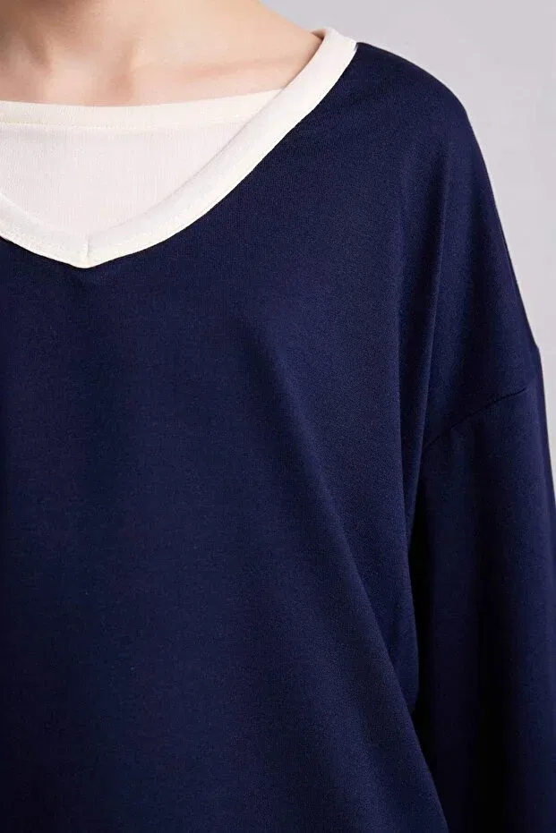 Детская футболка с длинным рукавом Combed Cotton T-Shirt Defacto, Navy Blue-Nv251 — фото 4