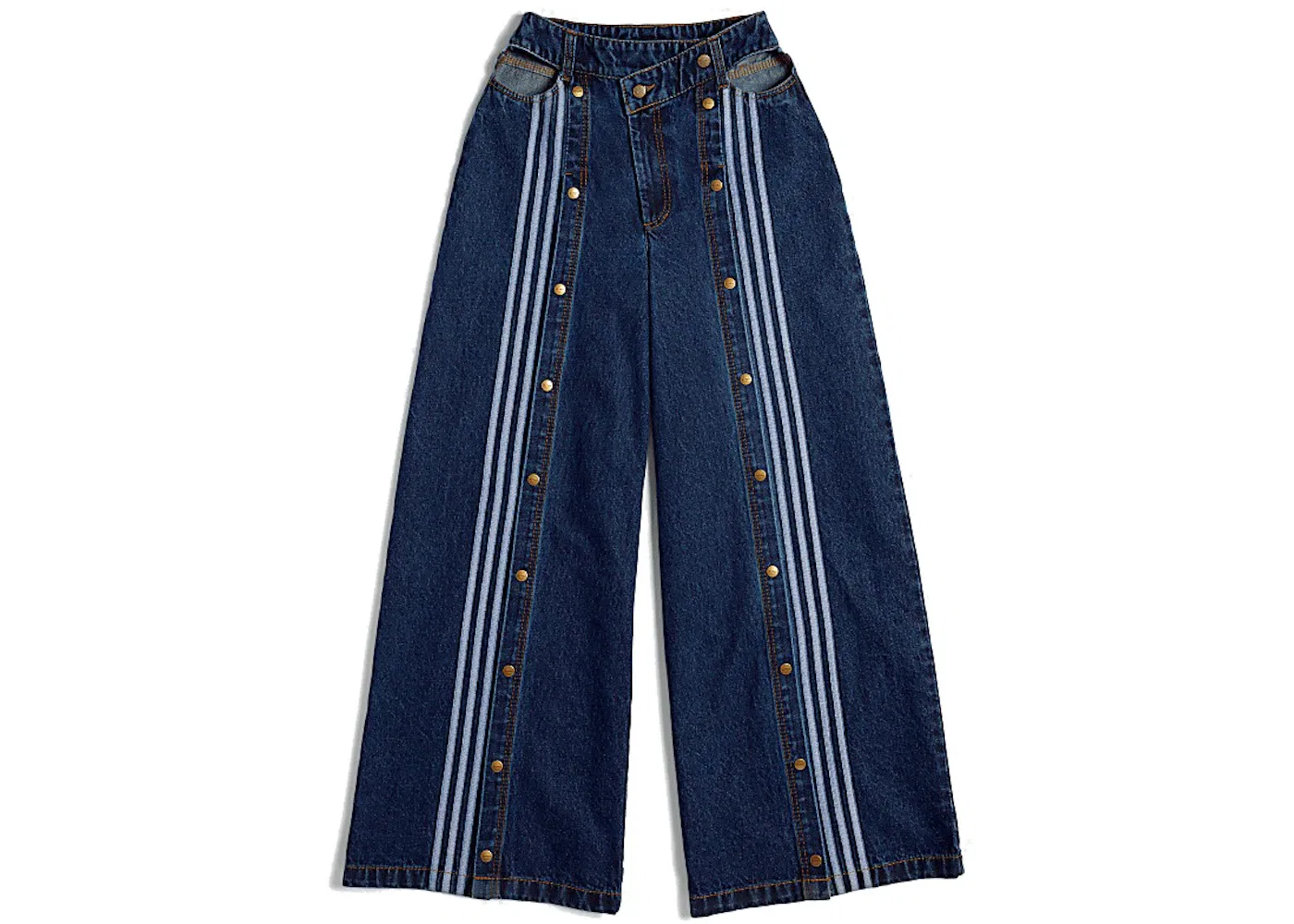 Женские джинсы с широкими штанинами Wide-Leg Snap Pants Adidas, Dark Denim