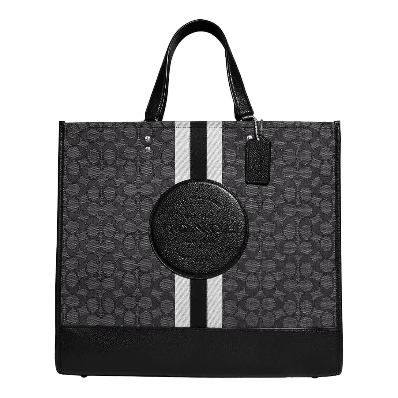 

Сумка Coach Outlet Dempsey Tote 40 in Signature Jacquard with Stripe and Coach Patch, черный