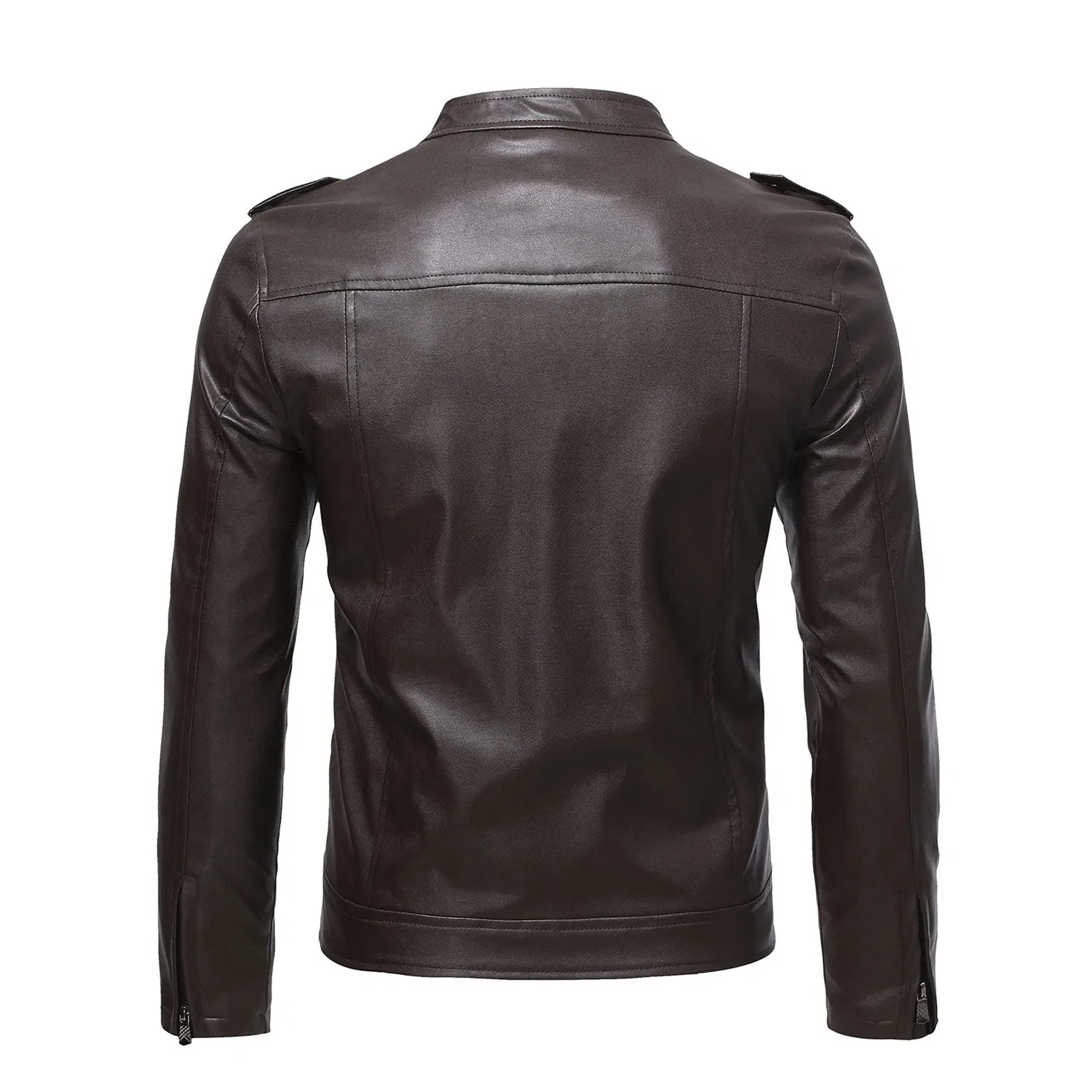 Мужская куртка из кожзаменителя с принтом, винтажная, slim fit, zBraun — фото 4