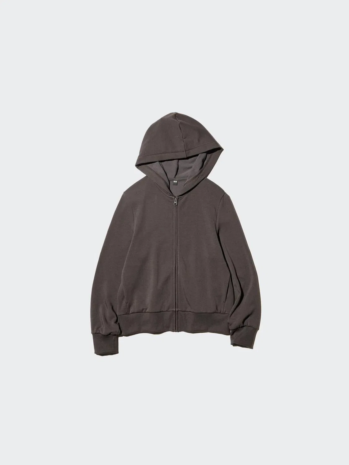 Куртка женская на молнии с капюшоном и флисовой подкладкой Uniqlo, коричнево-черный