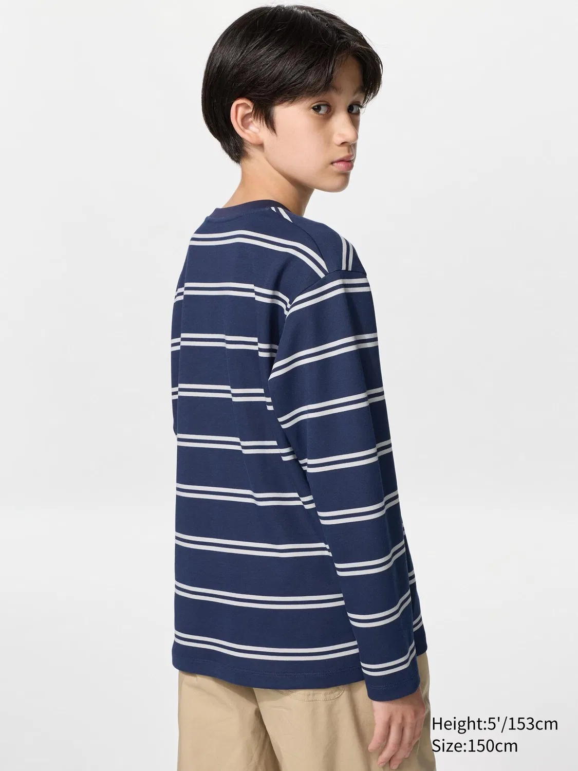 Футболка Uniqlo Airism, детская, полосатая, зеленый — фото 3