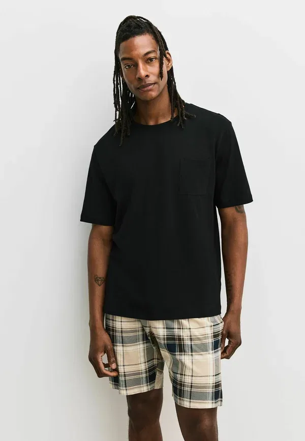 Комплект пижамы с коротким рукавом, хлопок, Regular fit - check sleeve 3 pack, Next, Navy Blue, черный/темно-синий — фото 2