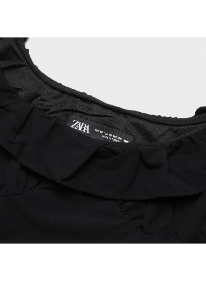 Топ на бретелях с рюшами Zara, черный — фото 4