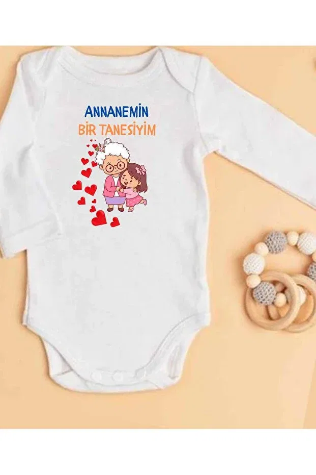 Детское боди для новорожденных с принтом Gift for grandmother with the name zibin you become the baby with the grandmother written Lupi, Gold Yellow Navy Blue