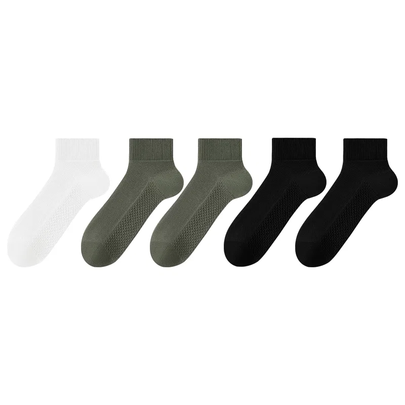 Детские носки-невидимки, набор из 5 пар, MADALLO, 2 Black+2 Pine Green+1 White