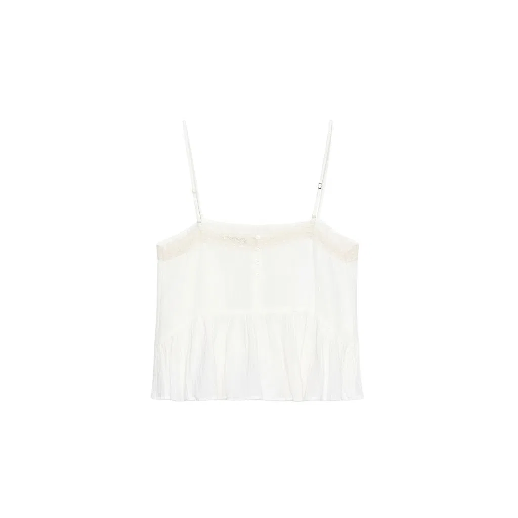 Женская майка-камисоль с тонкими бретелями ZARA, Raw White — фото 3